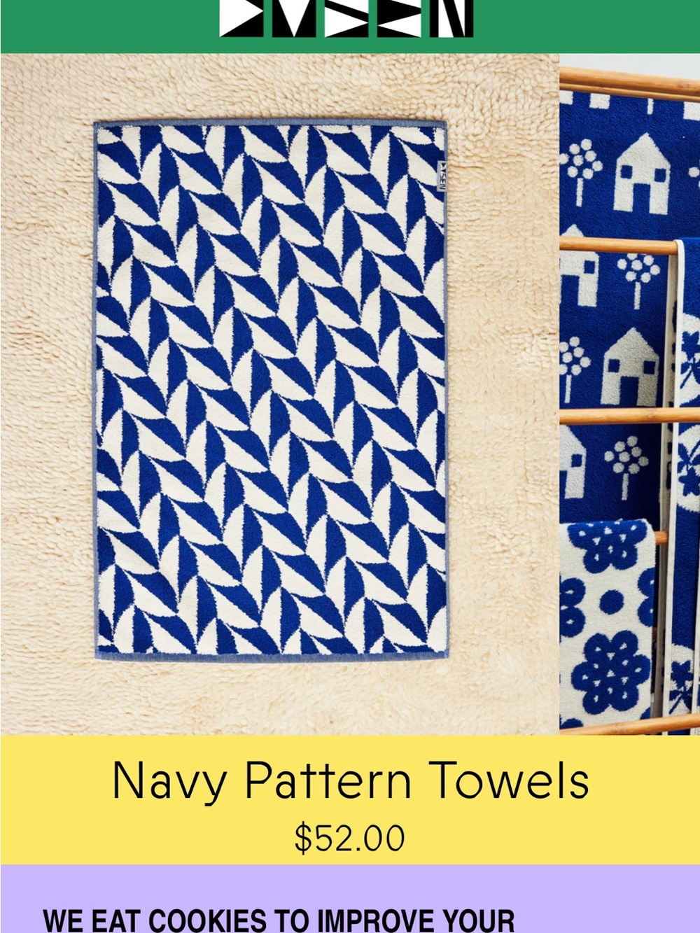 Dusen Dusen Navy Geometric Pattern Bath Mat